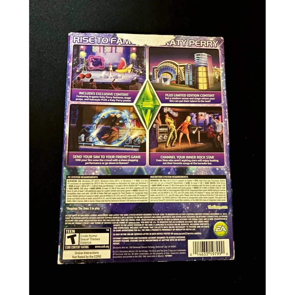 The Sims 3 Showtime Katy Perry Collectors Edition PC Mac Expansion Pack EA Game
